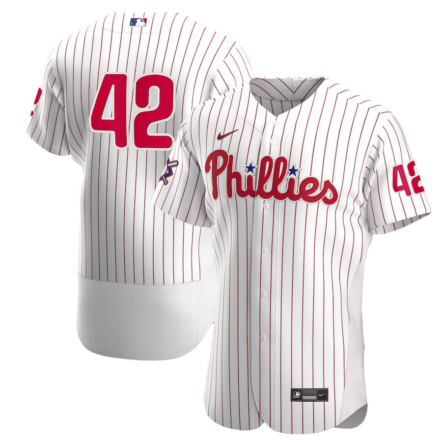 Mens Philadelphia Phillies 42 Nike White Red Home Jackie Robinson Day Authentic MLB Jerseys